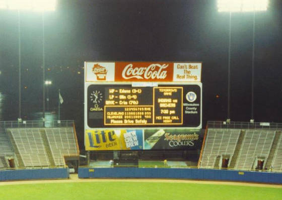The Scoreboard at Milwaukee County Stadium