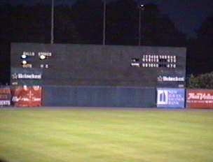 The manual scoreboard at Yale Field - New Haven